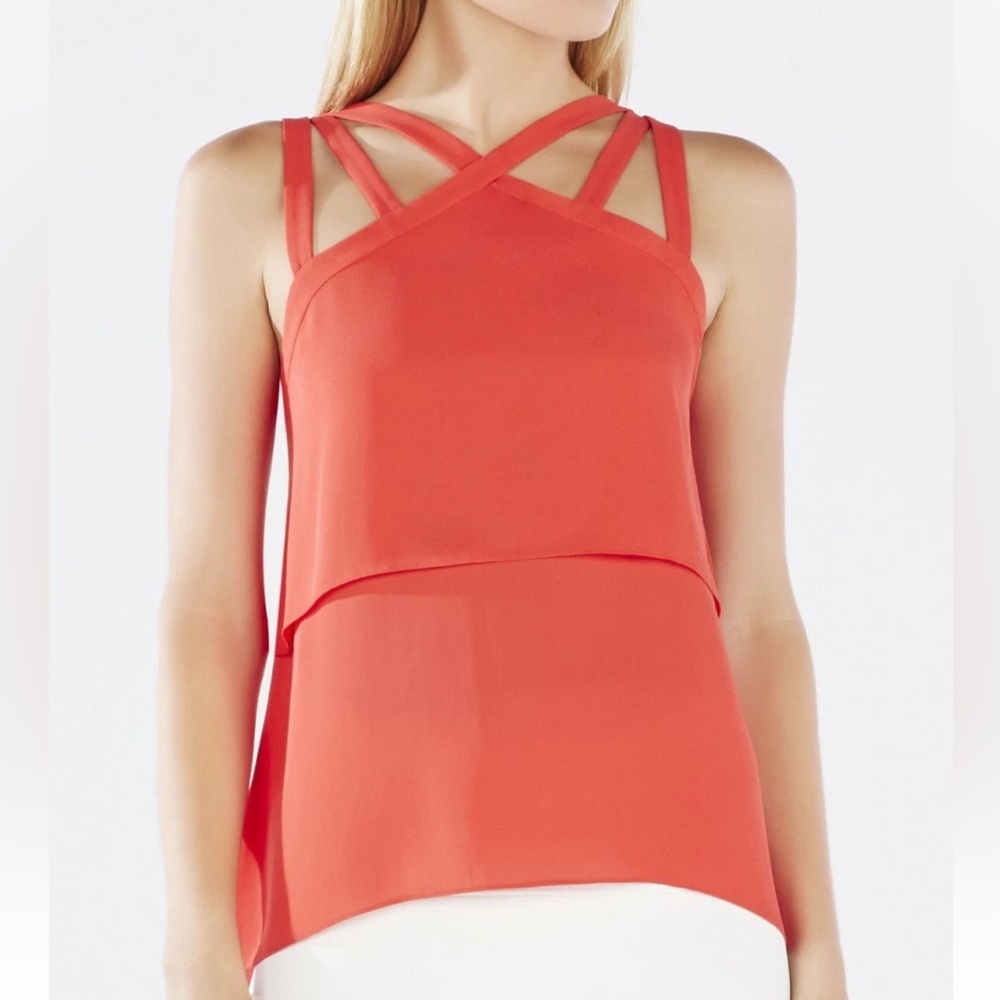 BCBGMaxAzria Juliya Strappy Coral Blouse